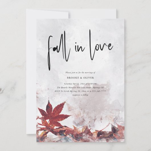 Elegante 'Herfst in liefde' Maple Leaves Bruiloft Kaart (Voorkant)