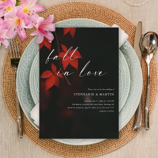 Elegante 'Herfst in liefde' Rode esdoorn bladeren  Kaart