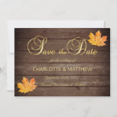 Elegante HERFST in LIEFDE Rustieke Houten Landbrui Save The Date (Voorkant)