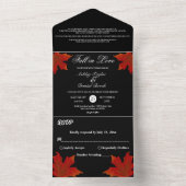 Elegante Herfst in Liefde Zwarte Herfst Bloemenbru All In One Uitnodiging (Binnen)