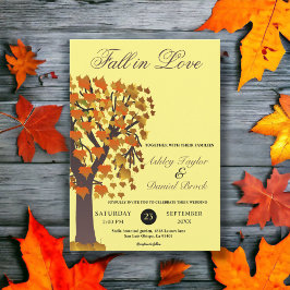 Elegante Herfst in Love Tree Yellow Autumn Wedding Kaart