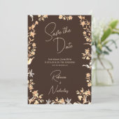 Elegante Herfst Koper Wilde Bloemen Script 2 Foto Save The Date (Staand voorkant)