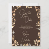 Elegante Herfst Koper Wilde Bloemen Script Foto Save The Date (Voorkant)