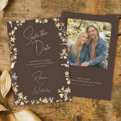 Elegante Herfst Koper Wilde Bloemen Script Foto Save The Date