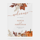 Elegante herfst laat bruiloft welkom teken acryl bord (Voorkant)