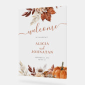 Elegante herfst laat bruiloft welkom teken acryl bord (Hoek)