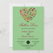 Elegante herfst laat hart Boho Sage bloemenbruilof Kaart (Voorkant)