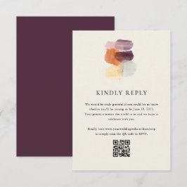 Elegante herfst laat QR-code online bruiloft achte RSVP Kaartje