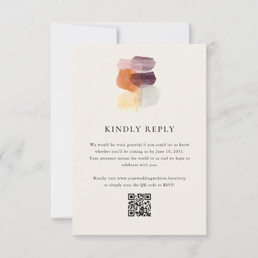 Elegante herfst laat QR-code online bruiloft achte RSVP Kaartje (Voorkant)