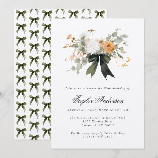 Elegante Herfst lint boog bloem boeket verjaardag Kaart (Voorkant / Achterkant)