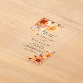 Elegante herfst-madeliefjes bloemige bruiloft acryl uitnodigingen (Laagn)