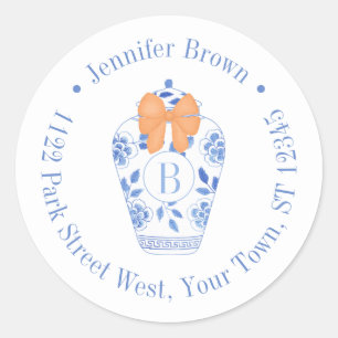 Elegante Herfst Monogram Boog Retouradres Ronde Sticker