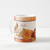 Elegante herfst noordelijke kardinalen bloemenacce koffiemok (Voorkant links)
