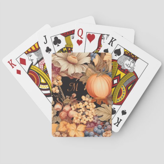 Elegante herfst oogst monogram stijlvol pokerkaarten (Achterkant)