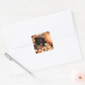 Elegante herfst oogst monogram stijlvol vierkante sticker (Envelop)