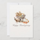 Elegante Herfst Oogst Waterverf Happy Thanksgiving Feestdagenkaart (Voorkant)