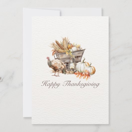 Elegante Herfst Oogst Waterverf Happy Thanksgiving Feestdagenkaart (Voorkant)