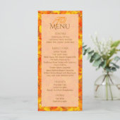 Elegante Herfst Oranje Bladeren Plat Menu (Staand voorkant)