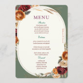 Elegante herfst oranje salie bloemige bruiloft menu (Voorkant)
