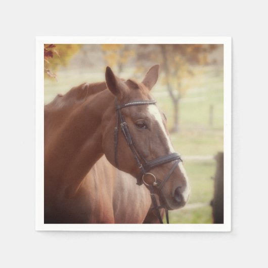Elegante Herfst Paard Thema Papier Servet (Voorkant)