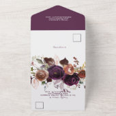 Elegante herfst paarse champagne roestkleurige blo all in one uitnodiging (Buitenkant)