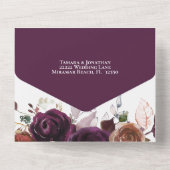 Elegante herfst paarse champagne roestkleurige blo all in one uitnodiging (Achterkant)