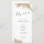 Elegante herfst pampas gras bloemenbruiloft menu (Voorkant / Achterkant)