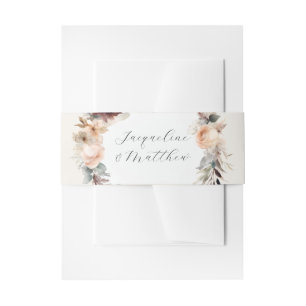 Elegante Herfst Perzik Bloemen Salie Waterverf Bru Uitnodigingen Wikkel