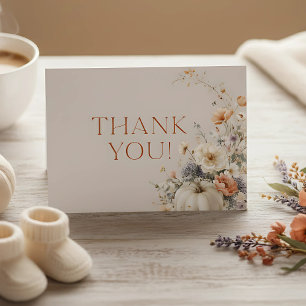 Elegante Herfst pompoen Baby shower dank u kaart