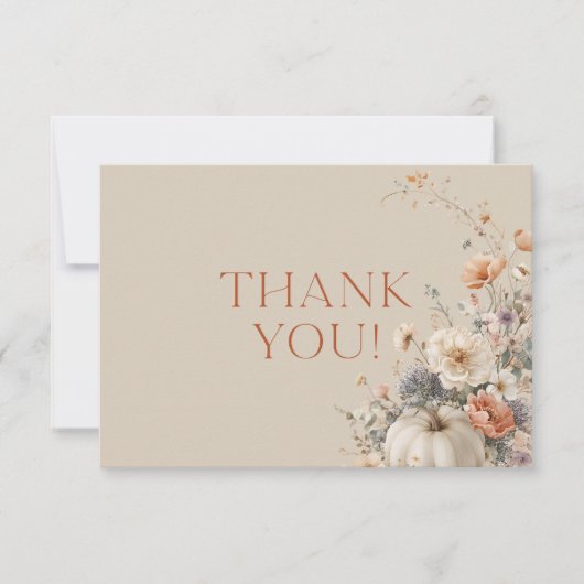 Elegante Herfst pompoen Baby shower dank u kaart (Voorkant)