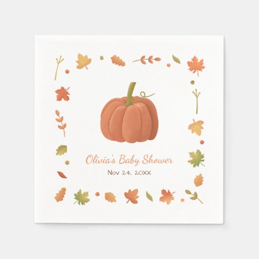 Elegante herfst pompoen baby shower servetten (Voorkant)