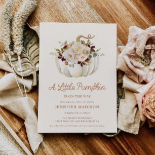 Elegante Herfst pompoen Baby shower uitnodiging