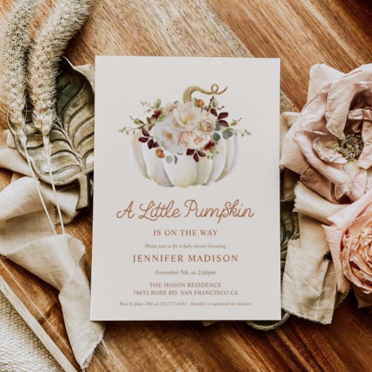 Elegante Herfst pompoen Baby shower uitnodiging