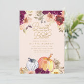 Elegante Herfst Pompoen Bloemen Vrijgezellenfeest  Kaart (Staand voorkant)