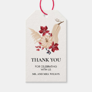 Elegante Herfst Pompoen en Bourgondië Bedankt Labe Cadeaulabel