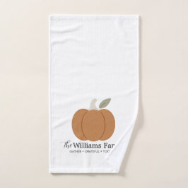 Elegante Herfst Pompoen Familienaam Thanksgiving Handdoek