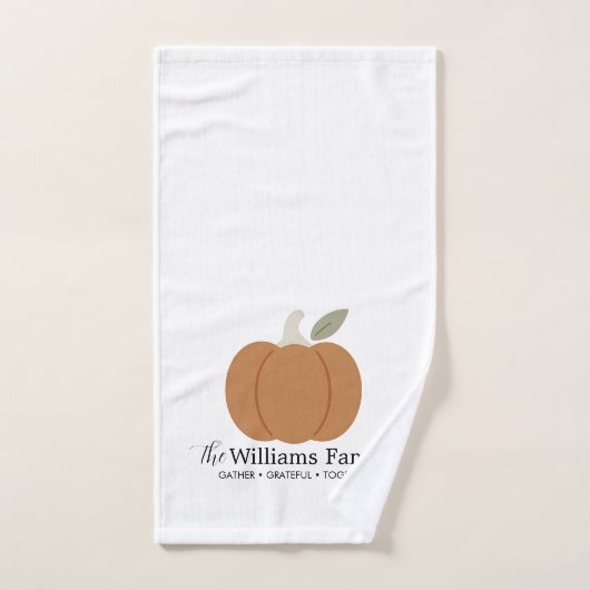 Elegante Herfst Pompoen Familienaam Thanksgiving Handdoek (Handdoek)