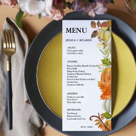 Elegante Herfst Pompoen herfst Bladeren Bruiloft Menu