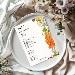 Elegante Herfst Pompoen herfst Bladeren Bruiloft Menu