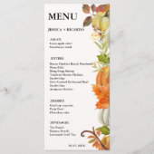 Elegante Herfst Pompoen herfst Bladeren Bruiloft Menu (Voorkant)