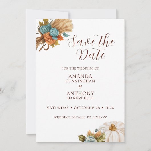 Elegante herfst pompoen herfst bruiloft Save the D Date (Voorkant)