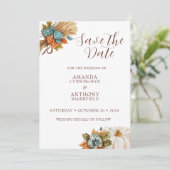 Elegante herfst pompoen herfst bruiloft uitnodigin save the date (Staand voorkant)