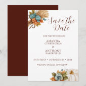 Elegante herfst pompoen herfst bruiloft uitnodigin save the date (Voorkant / Achterkant)