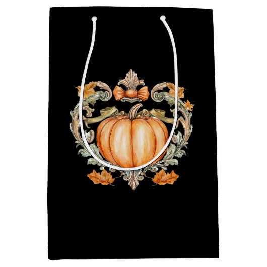 Elegante Herfst Pompoen Medium Cadeauzakje (Voorkant)
