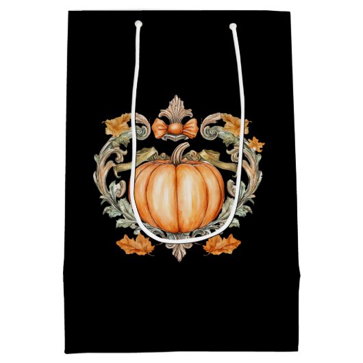 Elegante Herfst Pompoen Medium Cadeauzakje (Achterkant)