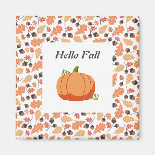 Elegante Herfst Pompoen met Herfstbladeren Patroon Magneet
