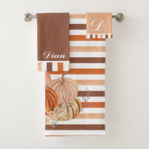 Elegante Herfst Pompoen pampas gras Gepersonalisee Bad Handdoek