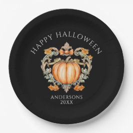 Elegante Herfst Pompoen Papieren Bordje
