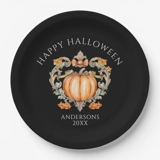 Elegante Herfst Pompoen  Papieren Bordje (Voorkant)