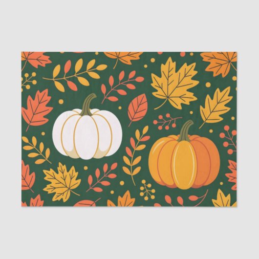 Elegante Herfst pompoen patch en herfstbladeren Tissuepapier (Voorkant)